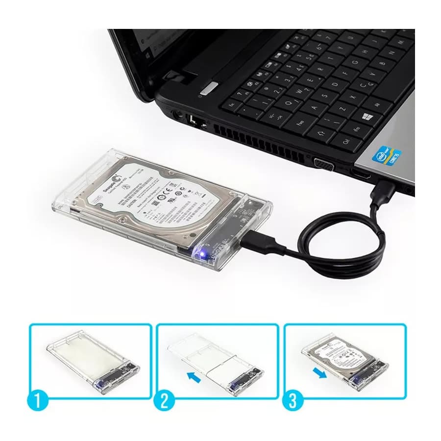 Caja Externa Sata Disco Duro 2.5'' USB 3.0 Transparente