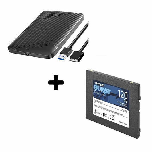 Disco solido SSD 120GB + Caja Externa USB 3.0 2.5" GG - DISCO DURO Y MEMORIAS 