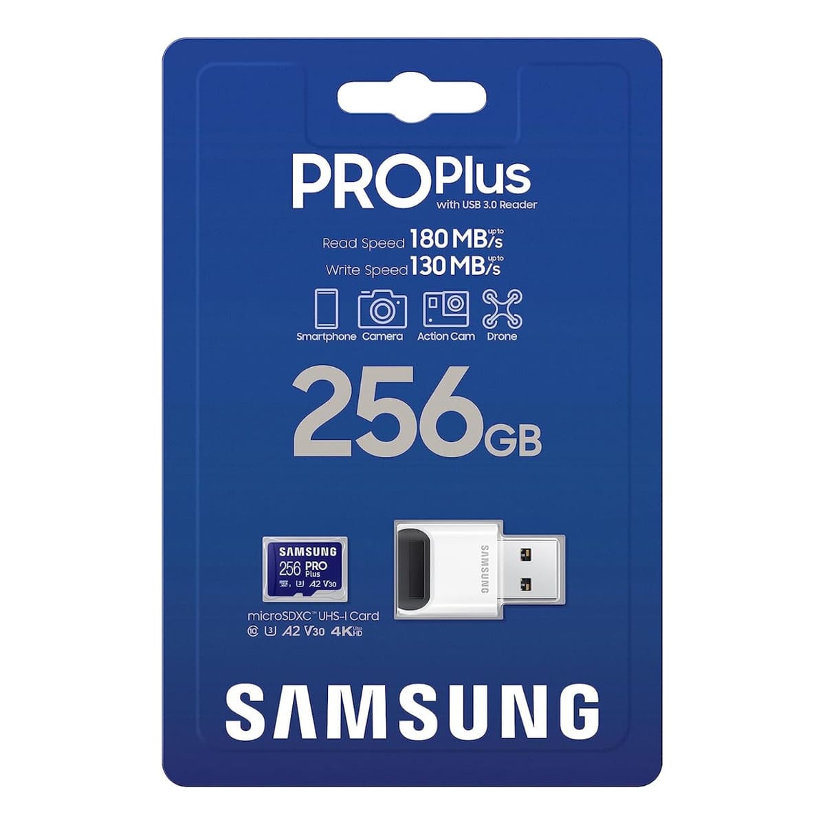 Memoria Micro Sd Samsung 256Gb PRO PLUS Con Lector USB 180MB/s