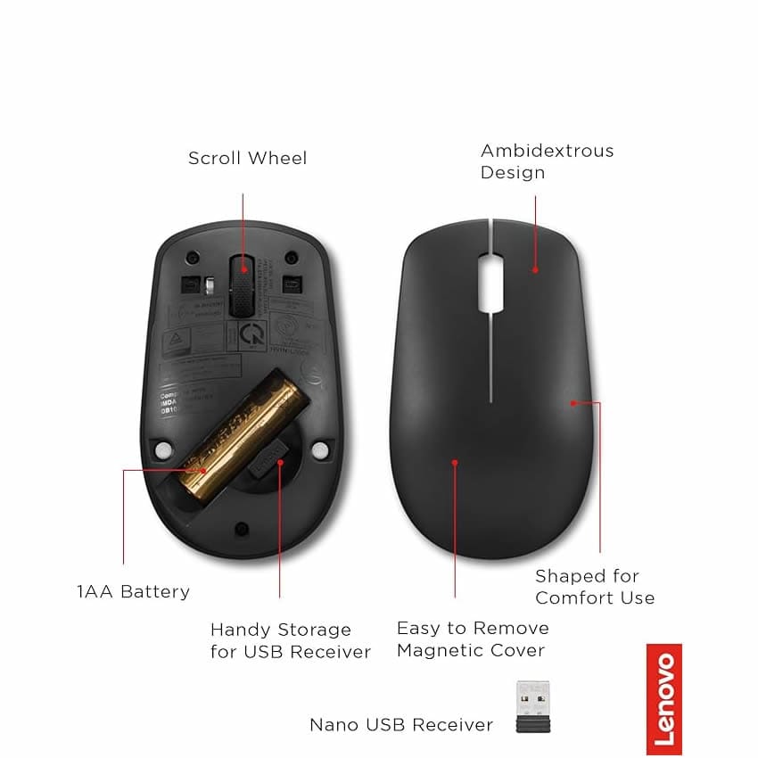 Mouse Lenovo Inalámbrico 530 Negro