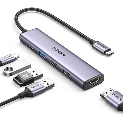 Adaptador HUB USB-C 5 En 1 UGREEN Multipuerto Usb-C HDMI - DISCO DURO Y MEMORIAS 