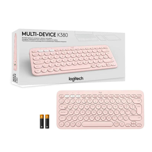 Teclado Logitech Inalámbrico Bluetooth K380 Rosa-Blanco - DISCO DURO Y MEMORIAS 